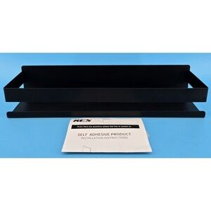 KES‎ Shelf w/ Railing Self Adhesive Black Metal 4x16x3" Kitchen Bath Office NEW